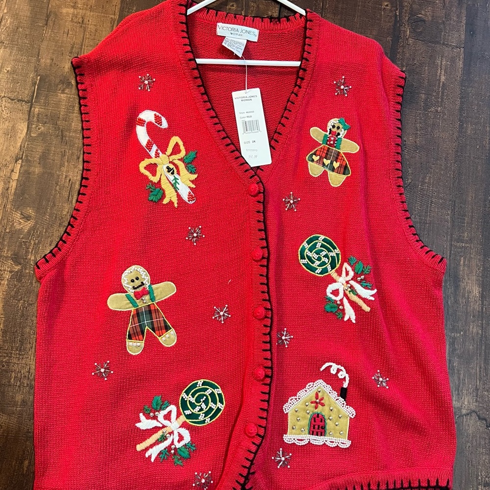 Victoria Jones Woman Red Holiday Vest